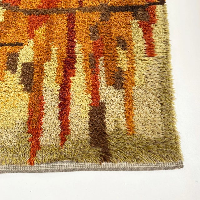 Contemporary Abstract High Pile Rya Rug, Sweden, 1960s For Sale - Image 3 of 18