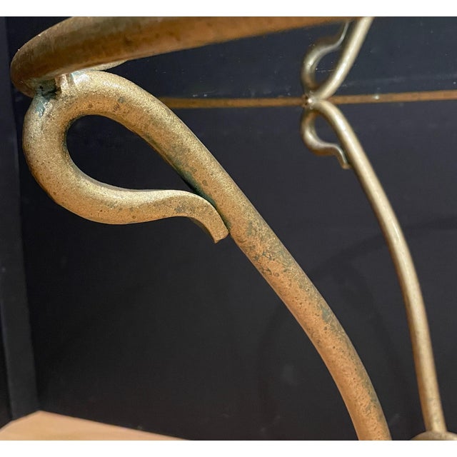 Metal Late 20th Century Gilt Wrought Iron René Drouet Style Glass Top Center table For Sale - Image 7 of 7