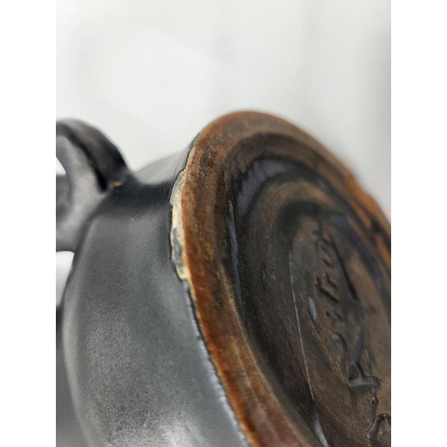 French Ear Vase in Black Ceramic by Jean Austruy, 1950 For Sale - Image 14 of 17