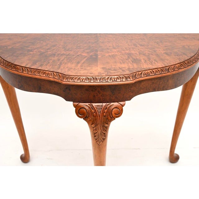 Antique Burr Walnut Console Table, 1930 For Sale - Image 9 of 10