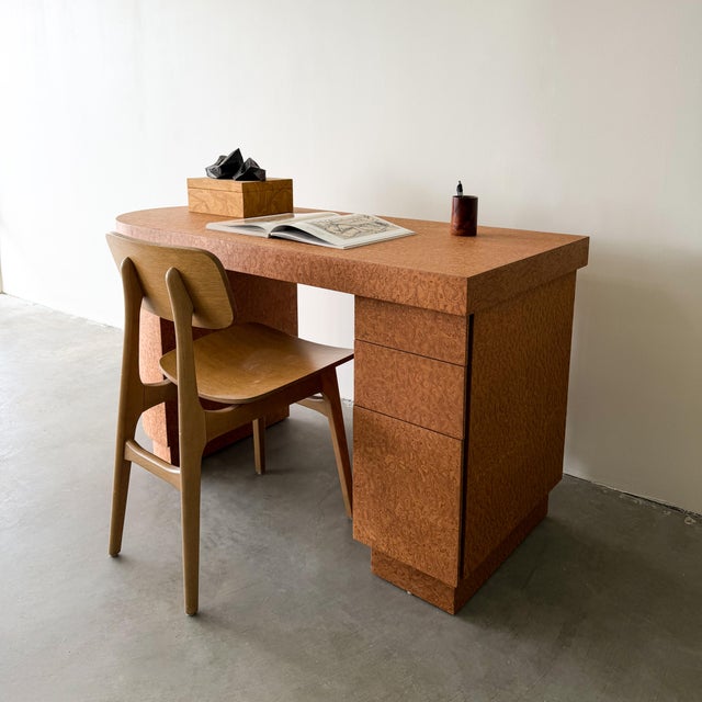 Ettore Sottsass Vintage 80s Deco Postmodern Burlwood Writing Desk For Sale - Image 4 of 14