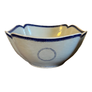 Antique Early 19th Century Chinese Export Porcelain Square Centerpiece Bowl for Fruit or Salad American Federal Market Circa 1810