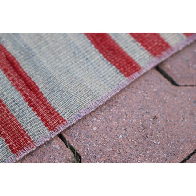 1960s Turkish Traditional Hand-Knotted Striped Design Runner For Sale - Image 9 of 11