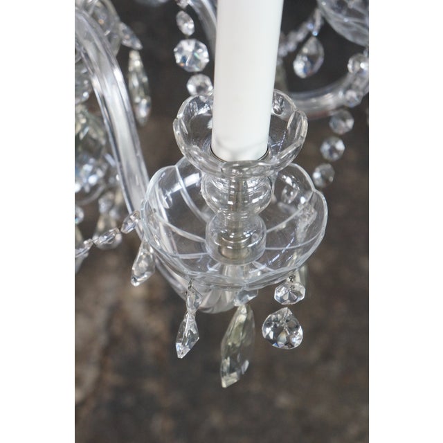 Vintage Maria Theresa European Bohemian Crystal 6 Arm Candlestick Chandelier For Sale - Image 14 of 18