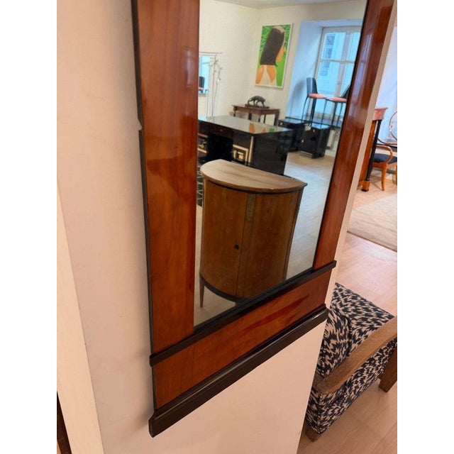 Black Biedermeier Wall Mirror in Ebonized Cherry Veneer, South Germany, 1820 For Sale - Image 8 of 18