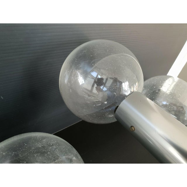 Metal Vintage Space Age Wall Lights in Brushed Steel and Glass, 1970s, Set of 2 For Sale - Image 7 of 9