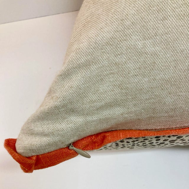 Animal Print Toss Pillow With Coral Linen Details For Sale - Image 12 of 12