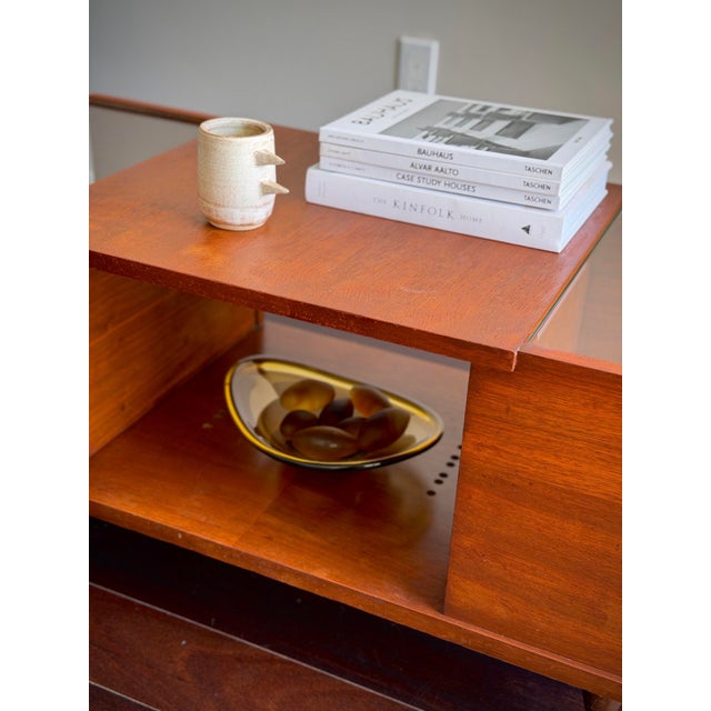 Coffee 1960s Mid-Century Modern Teak Coffee Table With Beveled Glass — Record Cabinet, Turntable Stand, Media Console and Low Credenza For Sale - Image 8 of 12