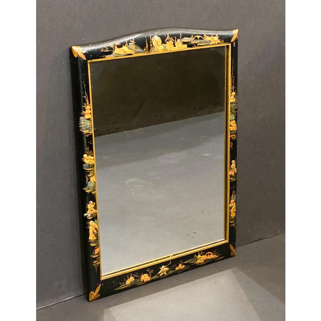 Late 19th Century English Vanity Mirrors With Chinoiserie Black Lacquered Frames - Two Available For Sale - Image 5 of 17
