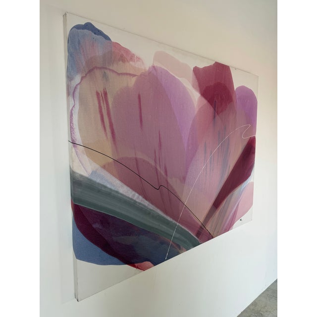 Mid-Century Modern Large 1980s Vintage Marj Expressionist Abstract Acrylic on Canvas Painting – Unframed For Sale - Image 3 of 12