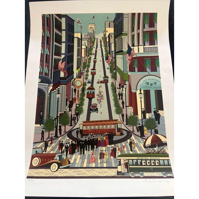 Vintage Nicky Watanabe "Powell Street Cable Car" Signed Serigraph Screenprint 28/300 San Francisco For Sale - Image 9 of 9