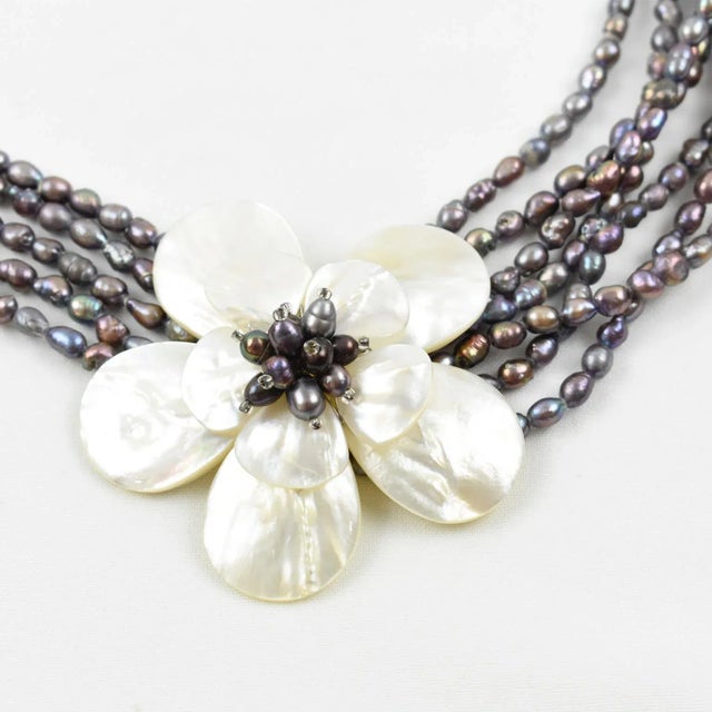 Freshwater Pearl and SeaShell Multi Strand Choker Necklace For Sale - Image 9 of 9