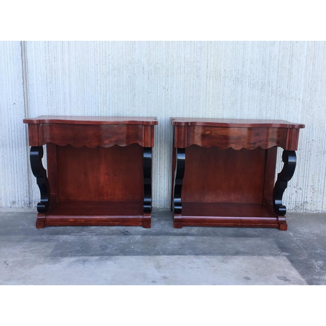 Late 19th Century Low Pair of Console Tables or Nightstands in Mahogany For Sale - Image 16 of 18