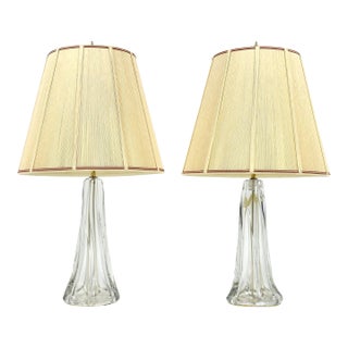 Pair of Large Crystal Table Lamps For Sale