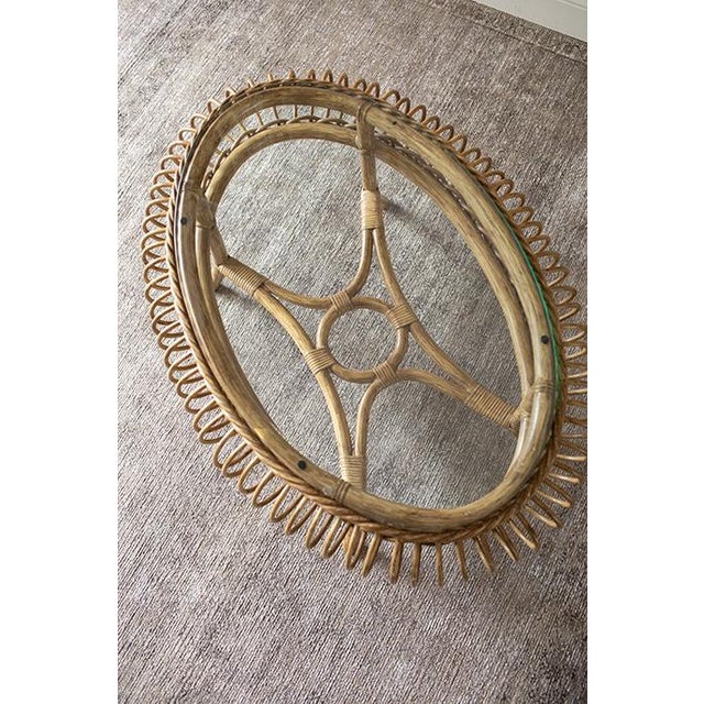 Vintage Coastal Boho Round Rattan and Glass Coffee Table For Sale - Image 9 of 10