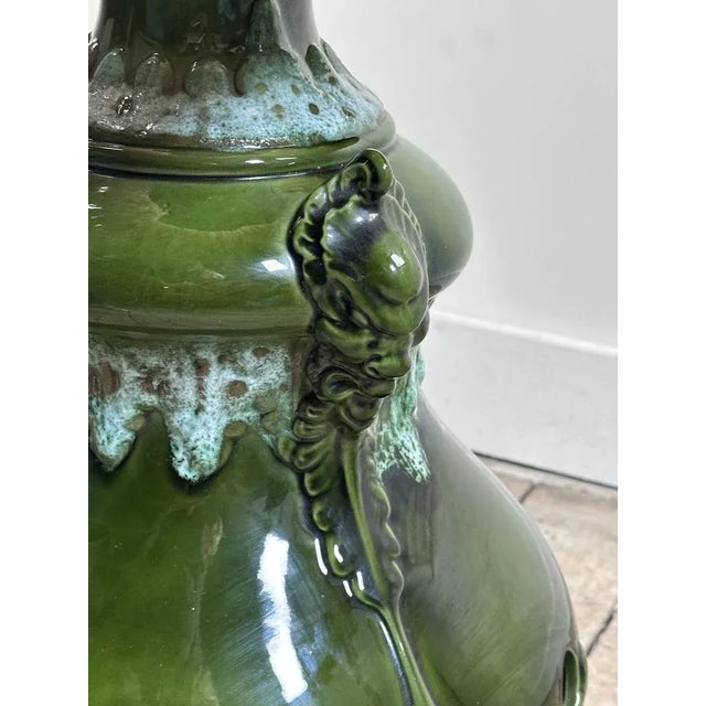 Mid-Century Modern Vintage Shaded Green Ceramic Lamp, 1960s For Sale - Image 3 of 10