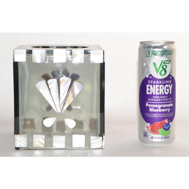 Plastic Late 20th Century Coastal Acrylic Mother of Pearl Seascape Tissue Box Cover For Sale - Image 7 of 14