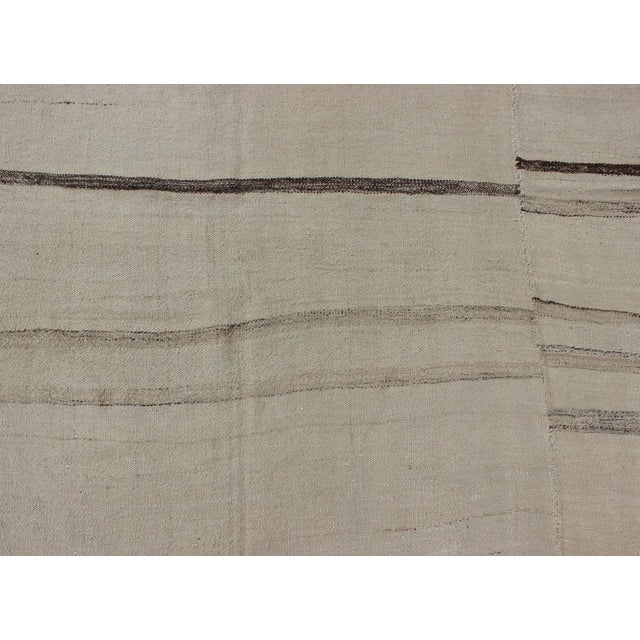 Minimalist Cream Colored Vintage Turkish Kilim Rug of Two Joined Panels 7'8 X 11'10 For Sale In Atlanta - Image 6 of 12
