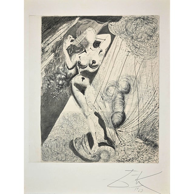 1960s Aphrodite, Héliogravure and Drypoint Attr. To Salvador Dali, 1963 For Sale - Image 5 of 5