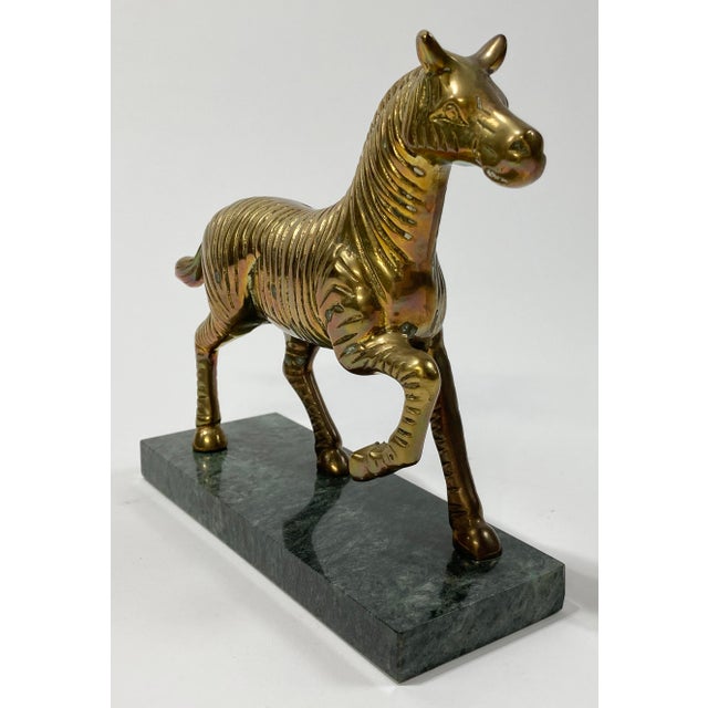 Vintage Brass Zebra Figure on Marble Stand For Sale - Image 4 of 8