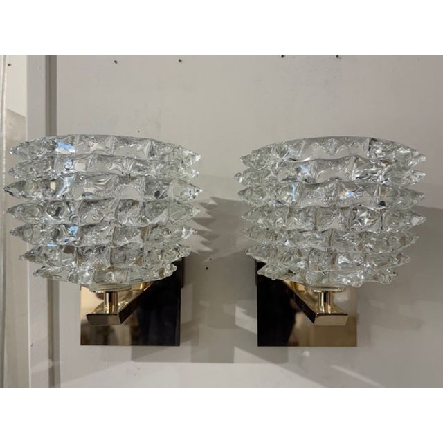 Early 21st Century Pair of "Rosti" Murano Glass and Brass Sconces For Sale - Image 5 of 5