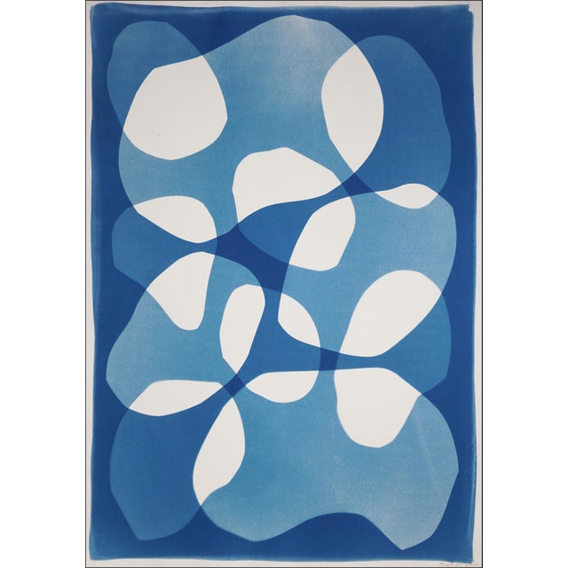 2020s Sacks of Stones, Abstract Geometric Diptych, Modern Floating Shapes, Handmade Monotype Cyanotype on Watercolor Paper., 2026 For Sale - Image 5 of 9