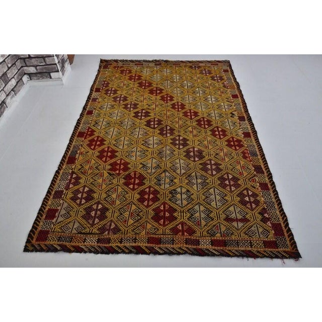 1950s Organic Modern Ochre Yellow Rug For Sale - Image 9 of 10