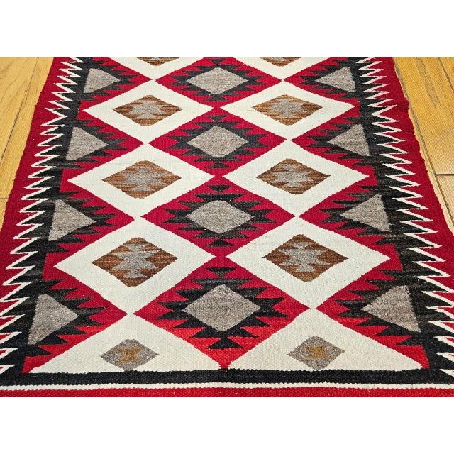 Vintage Native American Navajo Rug, Wool & Cotton, Geometric Eye Dazzler Pattern, 3x5 For Sale - Image 4 of 18