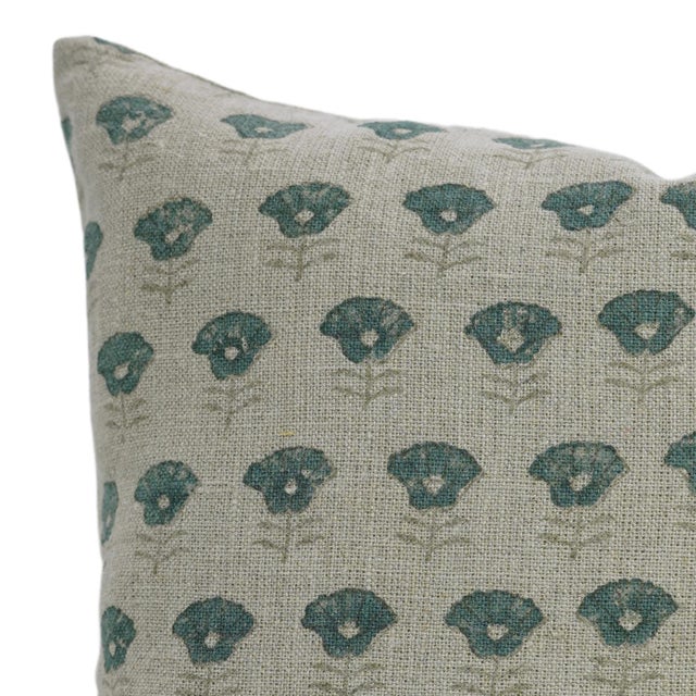 Add a touch of elegance to your living space with this handcrafted thick linen pillow cover in a soft grayish-blue...