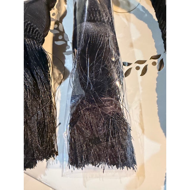 Contemporary Pair of Black 30 Inch Drapery Tie Back Tassels For Sale - Image 3 of 6