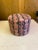 Art Nouveau Helen Miller Studio Upholstered "Flora" Footstool, Pink and Grey Brocatelle For Sale - Image 3 of 6