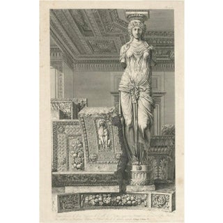 Baltard, Architectural Illustration of a Caryatid, Cabinet d'Henri IV, 1800, Engraving For Sale