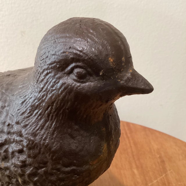 Oxblood Red Vintage Heavy Rusted Cast Iron Quail Sculpture For Sale - Image 8 of 12
