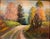 Vintage Oil Painting Autumn Landscape Giltwood Carved Frame Mid-Century For Sale - Image 16 of 18