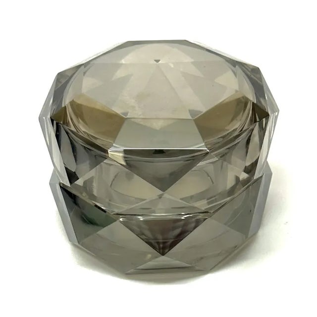 Contemporary Arteriors Smokey Grey Iridescent Crystal Clarion Trinket Box For Sale - Image 3 of 10