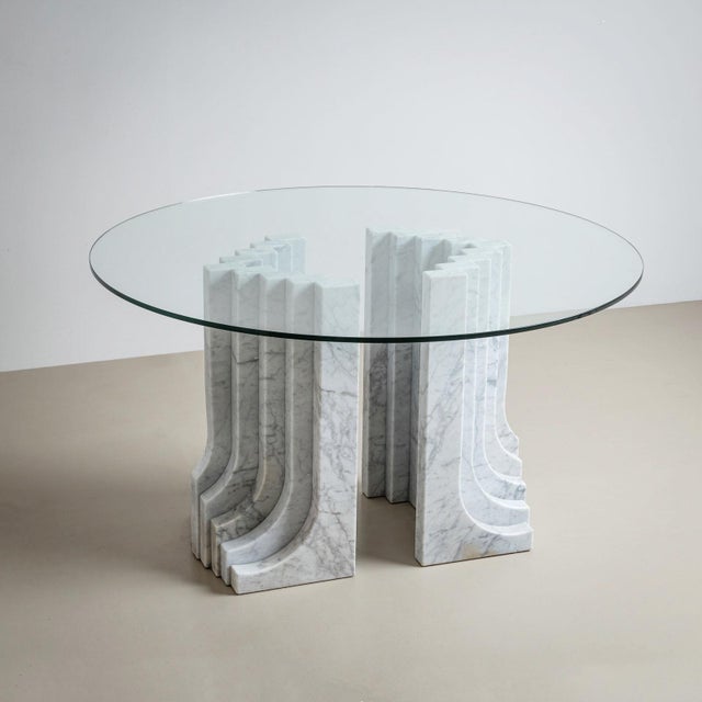 White Dining Table with White Marble Columns, attributed to Carlo Scarpa, Italy, 1970 For Sale - Image 8 of 9