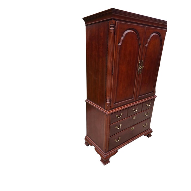 Wood 1990s Thomasville Collectors Cherry Dresser High Chest on Chest Armoire Wardrobe For Sale - Image 7 of 12