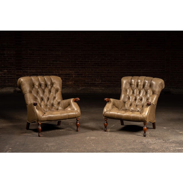 Mid 20th Century Vintage Tufted Sleepy Hollow Armchair in Beige For Sale - Image 5 of 14