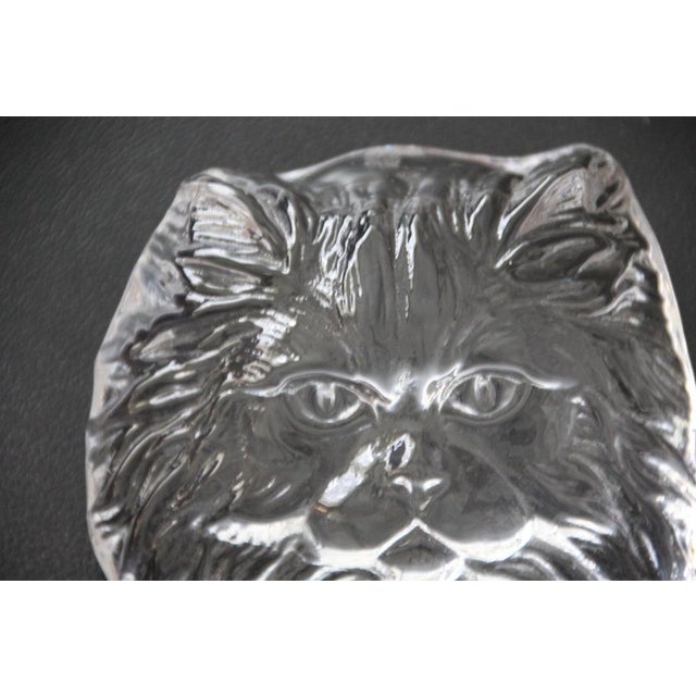 Glass Crystal Glass Cat Head Figurine Paperweight from Daum, France, 1970s For Sale - Image 7 of 14