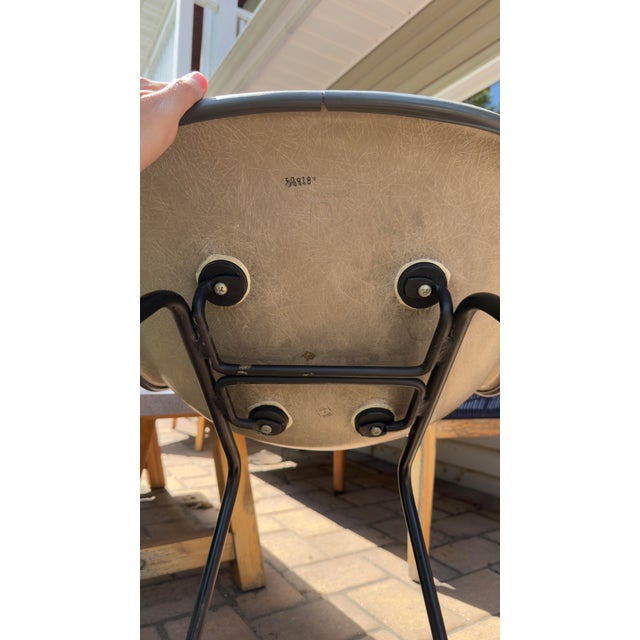 Orange Vintage Herman Miller Fiberglass Shell DSX Side Chair by Summit With Original Orange Upholstery For Sale - Image 8 of 9