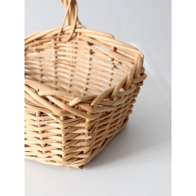 Brown Vintage Wicker Gathering Basket For Sale - Image 8 of 11