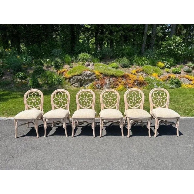 Palm Beach Regency Rattan Dining Set With Six Chairs For Sale In New York - Image 6 of 13