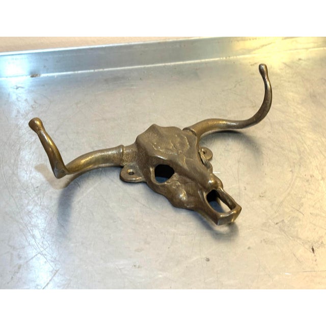 1970s-80s San Pacific International large brass cow head wall hook. Excellent condition.