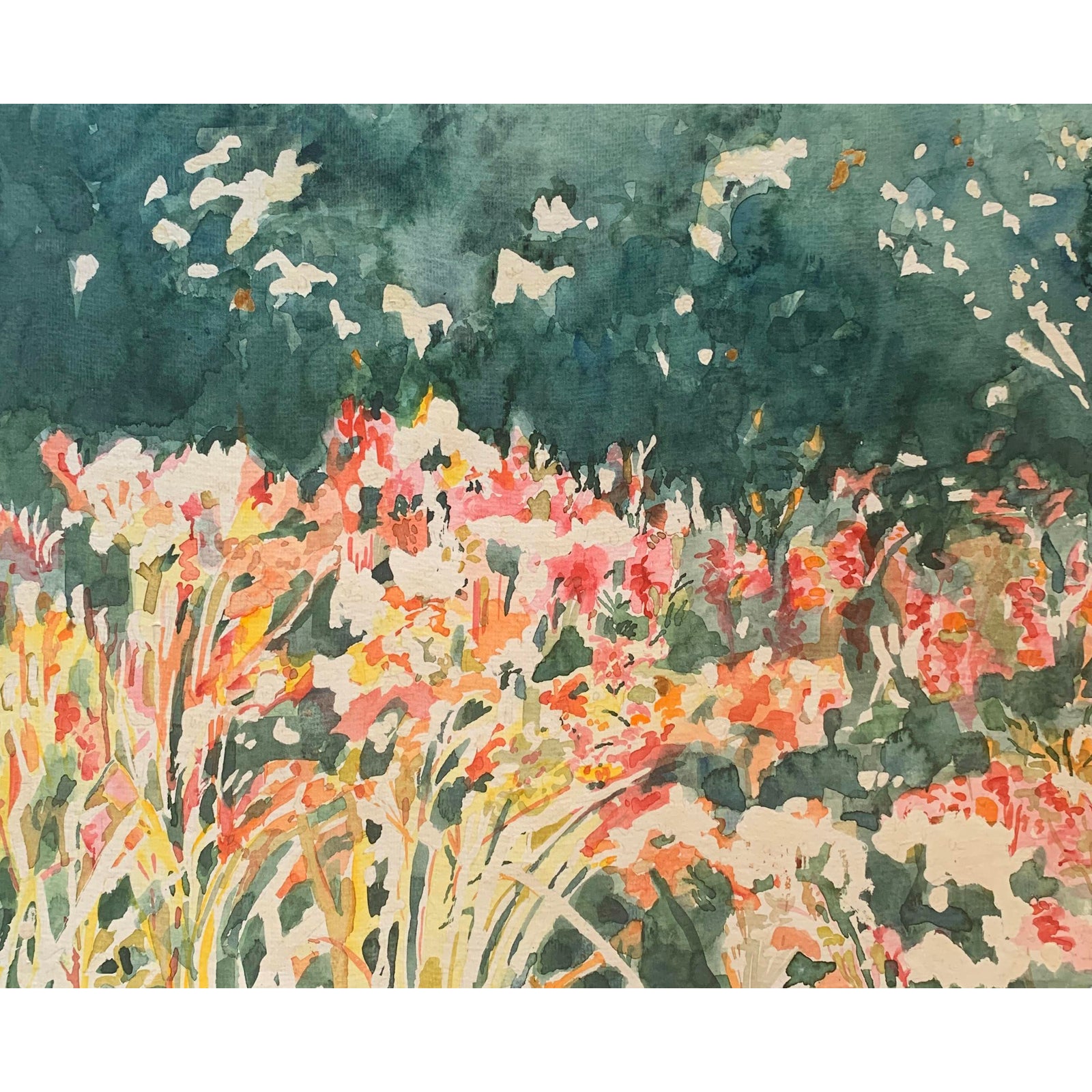 Field of Flowers Landscape Watercolor Chairish