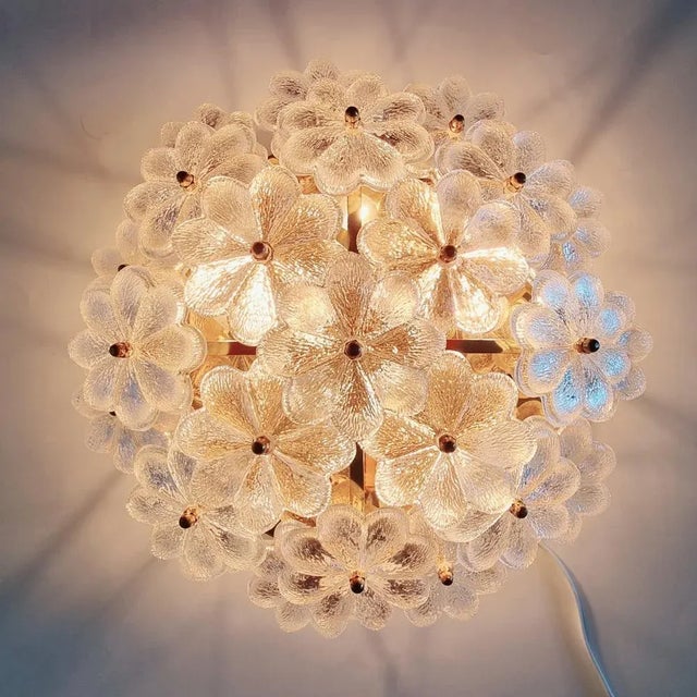 Large Mid-Century Modern Floral Ceiling Light in Murano Glass by Ernst Palme, Germany, 1970s For Sale - Image 10 of 14