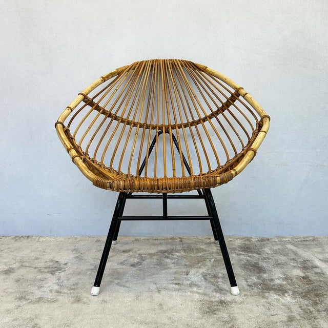 Mid-Century Modern Bamboo and Rattan Chair attributed to Dirk van Sliedrecht for Rohé Noordwolde, 1950s For Sale - Image 3 of 7