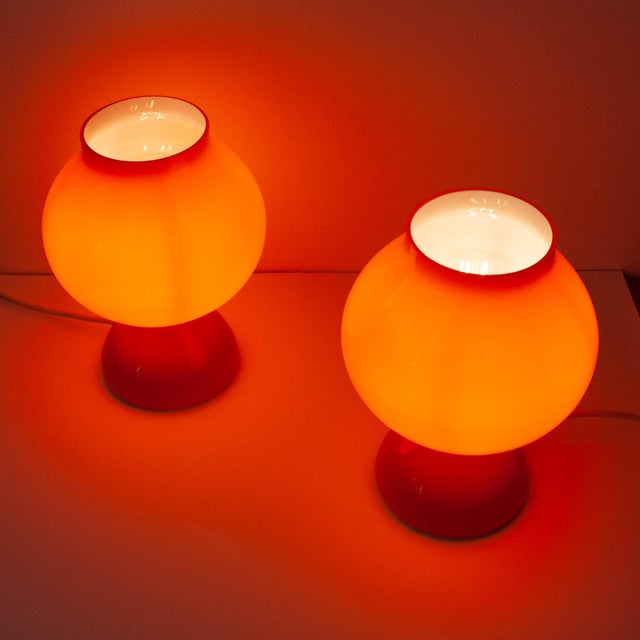 Orange Space Age Orange Mushroom Table Lamps, 1960s, Set of 2 For Sale - Image 8 of 13