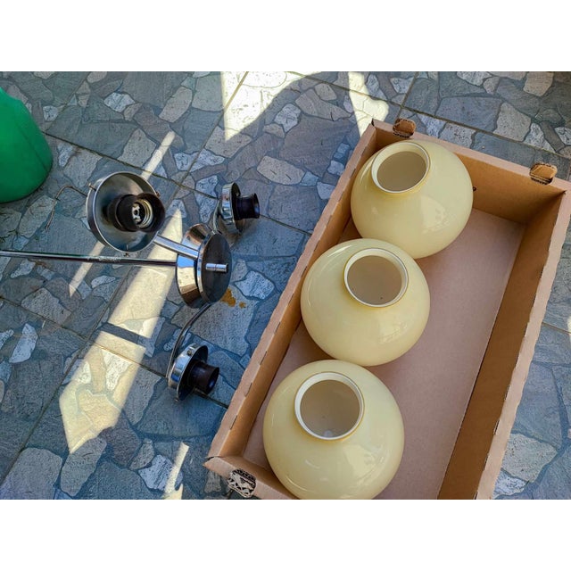 Silver Vintage Art Deco Napako Chandelier in Brass, 1940s For Sale - Image 8 of 9