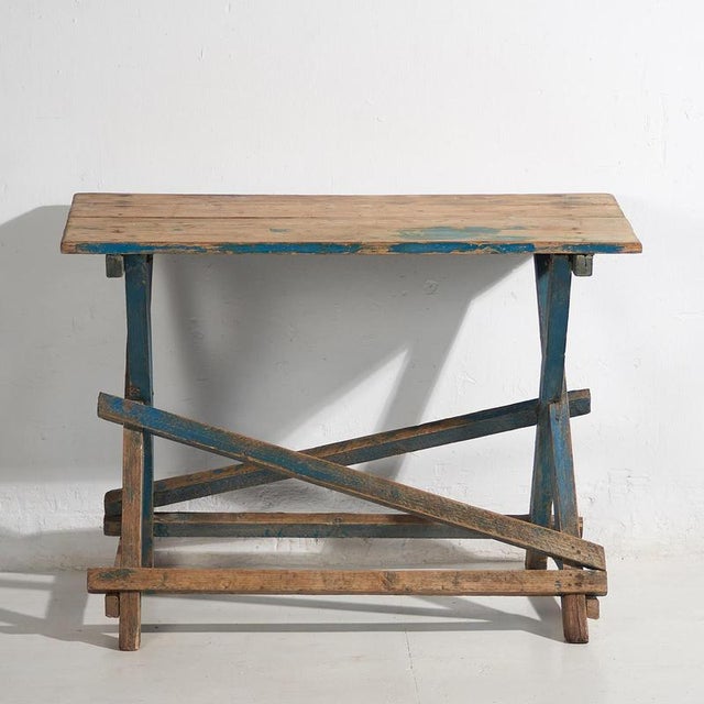 1920s French Provençal Style Blue Table, 1920s For Sale - Image 5 of 12