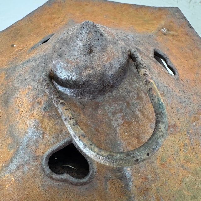 Vintage Japanese Cast Iron Pagoda Garden Lantern Verdigris Marked Japan For Sale - Image 15 of 15